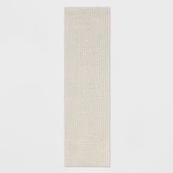 2'x7' Washable Solid Machine Tufted Runner Rug Tan - Threshold™: Skid-Resistant Indoor Carpet Runner, Low Pile