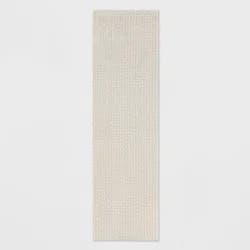 2'x7' Washable Solid Machine Tufted Runner Rug Tan - Threshold™: Skid-Resistant Indoor Carpet Runner, Low Pile