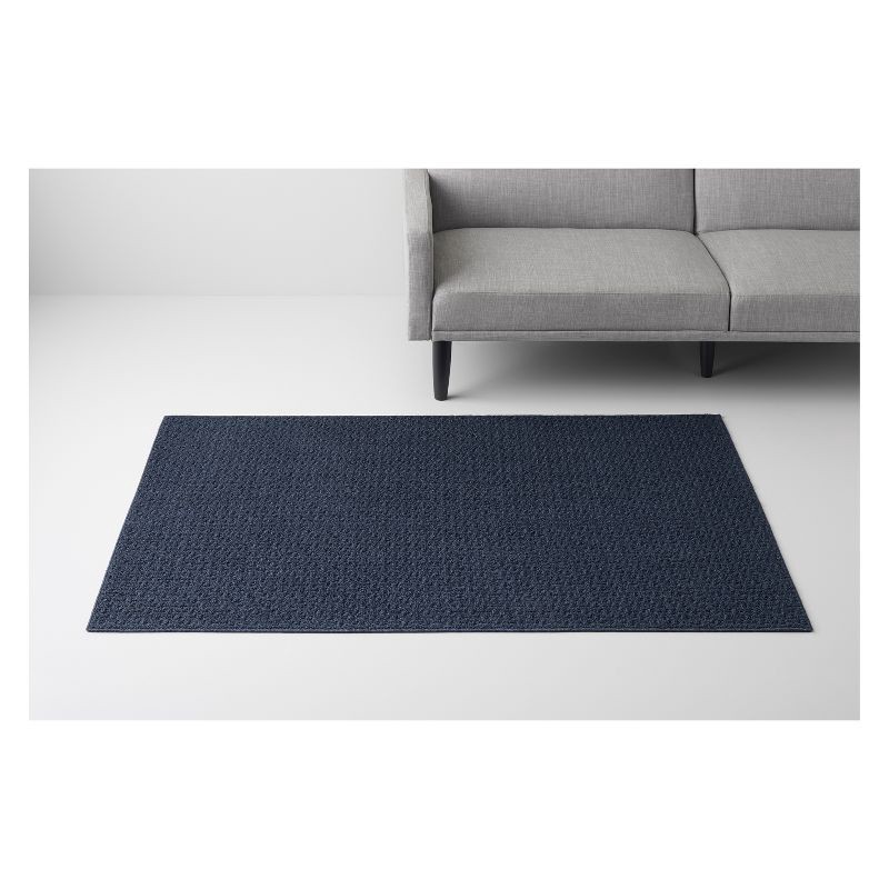 slide 4 of 4, 4'x5'6" Washable Solid Machine Tufted Accent Rug Blue - Threshold™: Skid-Resistant, Low Pile, Indoor Use, 1 ct