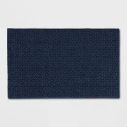 2&#x27;6&quot;x3&#x27;10&quot; Washable Solid Machine Tufted Accent Rug Blue - Threshold™: Skid-Resistant Indoor Low Pile Carpet