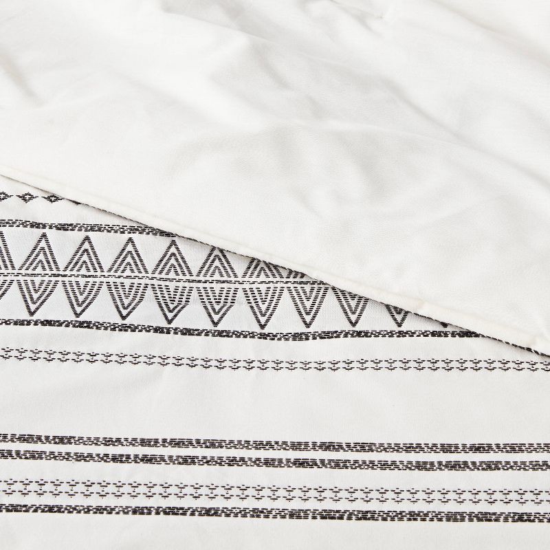 slide 4 of 7, 5pc Full/Queen Woven Diamond Stripe Comforter Set Cream/Black - Threshold™: Jacquard, OEKO-TEX Certified, 5 ct