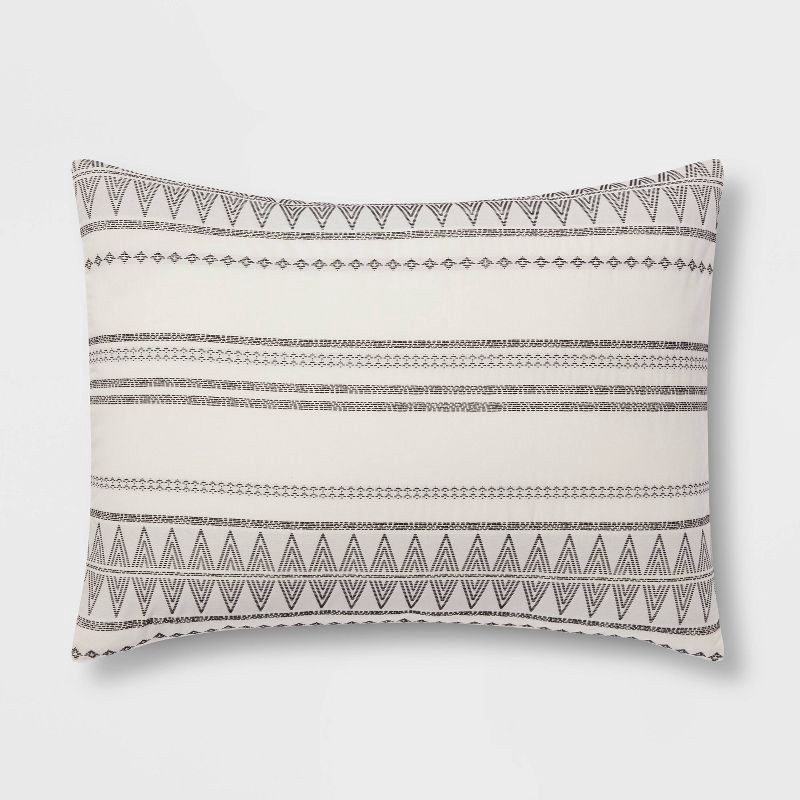 slide 5 of 7, 5pc Full/Queen Woven Diamond Stripe Comforter Set Cream/Black - Threshold™: Jacquard, OEKO-TEX Certified, 5 ct