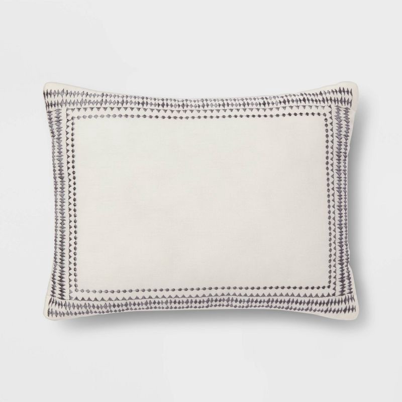 slide 7 of 7, 5pc Full/Queen Woven Diamond Stripe Comforter Set Cream/Black - Threshold™: Jacquard, OEKO-TEX Certified, 5 ct