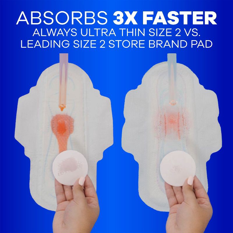 slide 4 of 12, Always Ultra Thin Pads Unscented with Wings - Regular Absorbency - Size 1 - 62ct, 1 x 62 ct