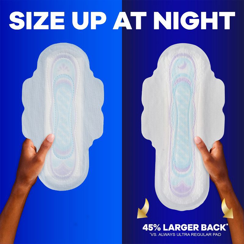 slide 7 of 12, Always Ultra Thin Pads Unscented with Wings - Regular Absorbency - Size 1 - 62ct, 1 x 62 ct