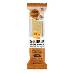 Ultra Chewy Double Bones Peanut Butter Flavor Single Dry Dental Dog Treats - 2.8oz
