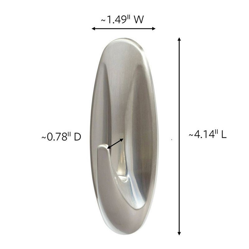 slide 3 of 12, Command 1 Hook 2 Strips Large Sized Bath Designer Hook Nickel: Heavy Duty Adhesive, 5 lb Capacity, Silver, 5 lb