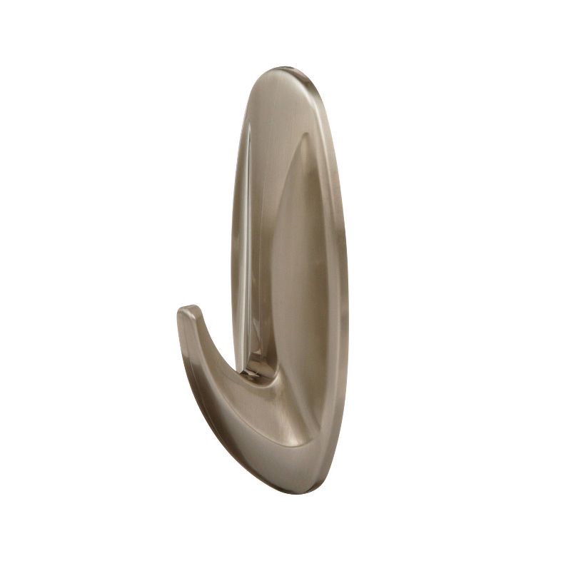 slide 10 of 12, Command 1 Hook 2 Strips Large Sized Bath Designer Hook Nickel: Heavy Duty Adhesive, 5 lb Capacity, Silver, 5 lb