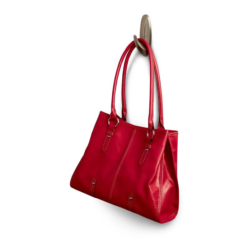 slide 11 of 12, Command 1 Hook 2 Strips Large Sized Bath Designer Hook Nickel: Heavy Duty Adhesive, 5 lb Capacity, Silver, 5 lb