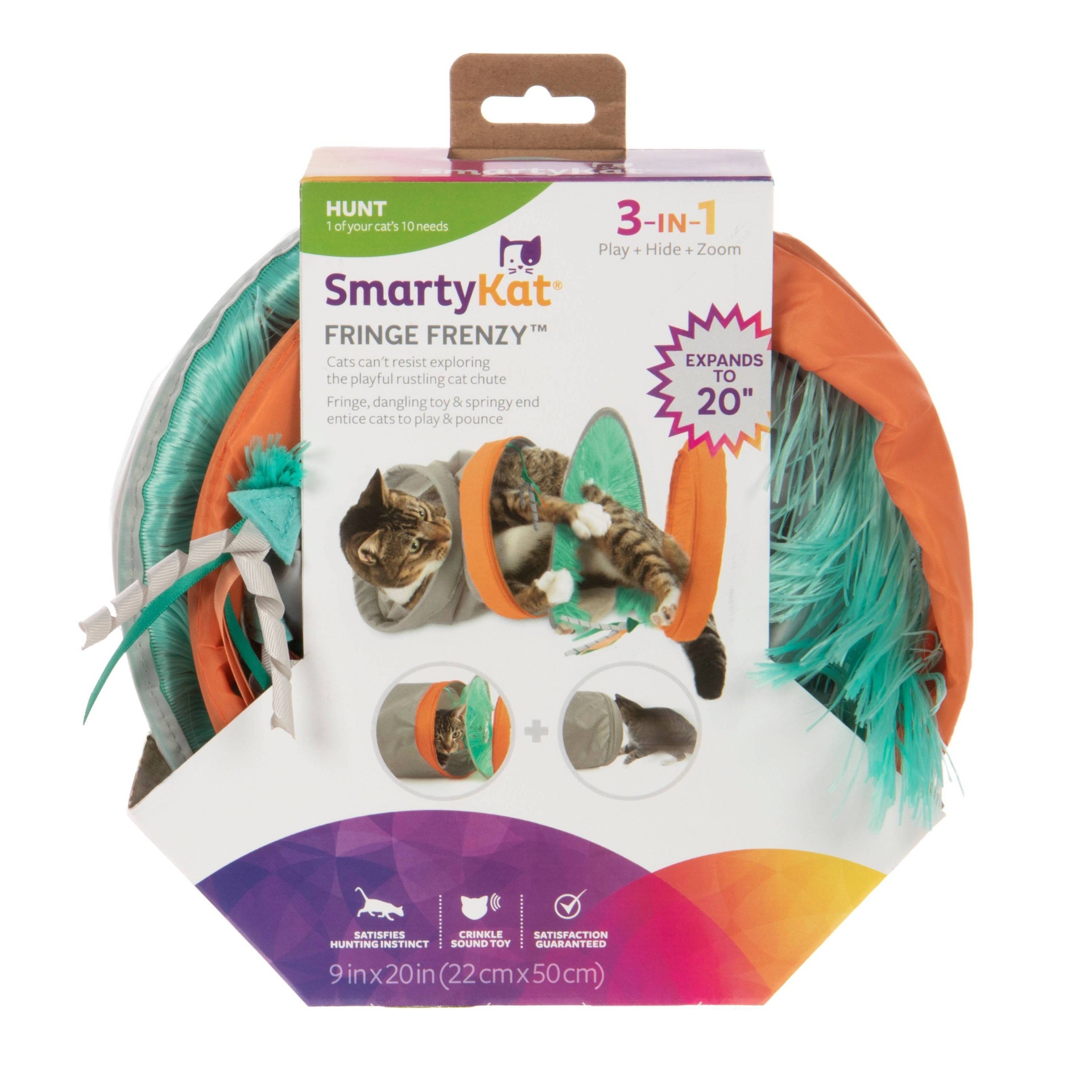 slide 1 of 7, SmartyKat Fringe Frenzy Tunnel Cat Toy, 1 ct