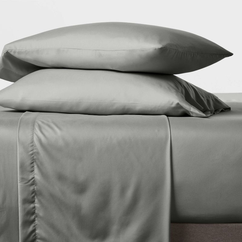 slide 2 of 4, Twin/Twin XL Microfiber Sheet Set Gray - Room Essentials™: Polyester, Peached, OEKO-TEX Certified, 3pc, 3 ct