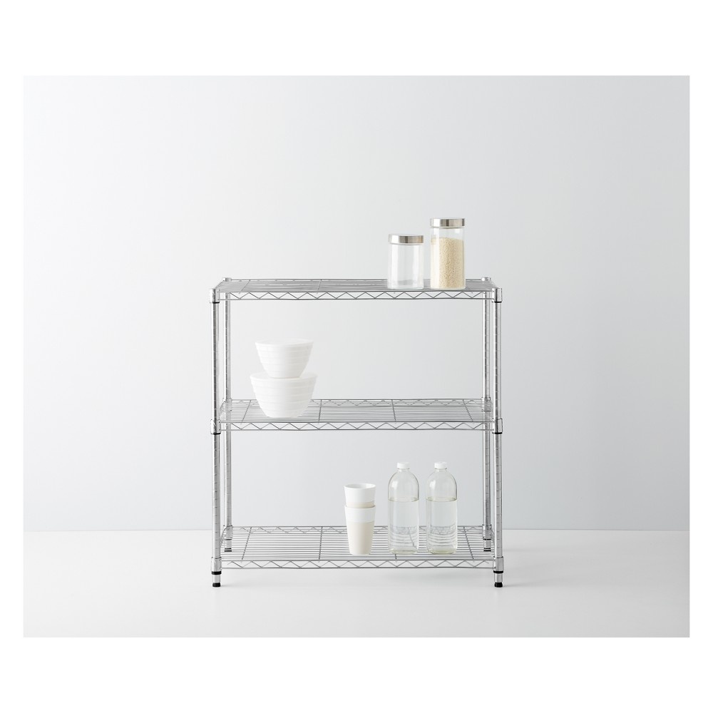slide 4 of 4, 3 Tier Wide Wire Shelf Silver - Made By Design, 1 ct