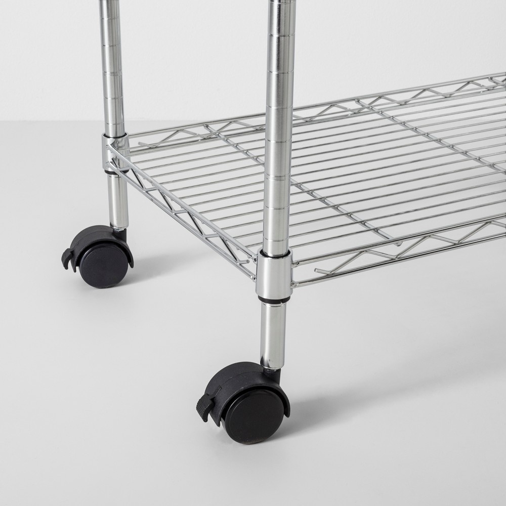 slide 5 of 5, 3 Tier Utility Cart with Wheels and Handle Chrome - Made By Design, 1 ct