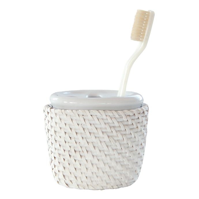 slide 1 of 1, Lamont Home Caribbean White Rattan Tooth Brush Holder, 1 ct