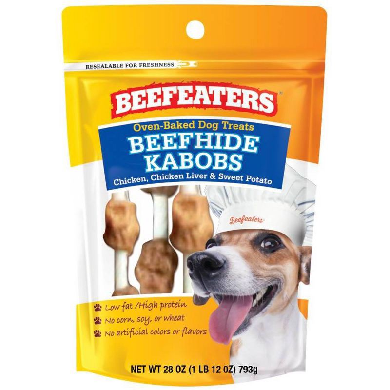 slide 1 of 3, Beefeaters Beefhide Kabob Rawhide Dog Treats - 28oz, 28 oz