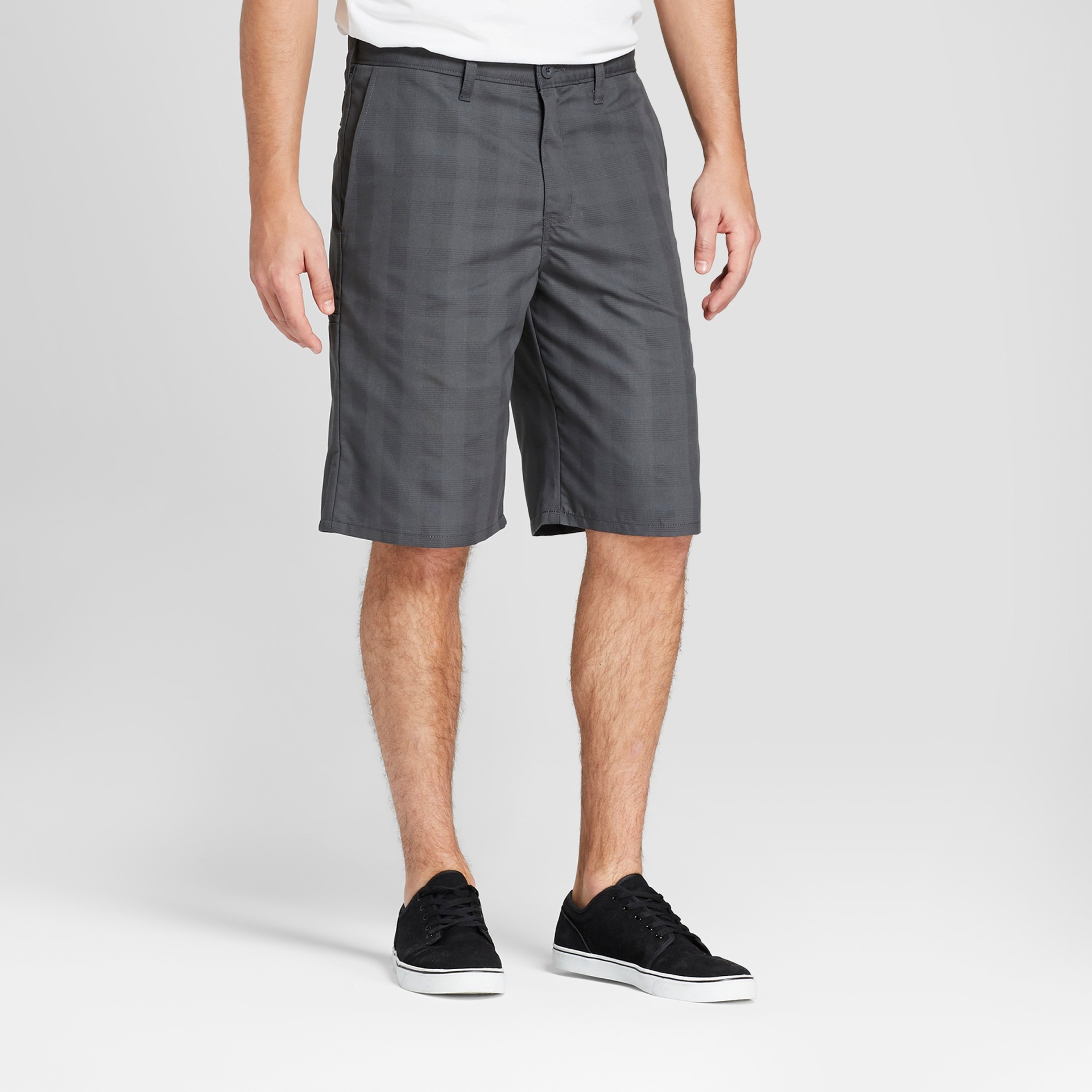 Dickies Men's 11" Striped Flat Front Shorts with Cell Pocket Charcoal