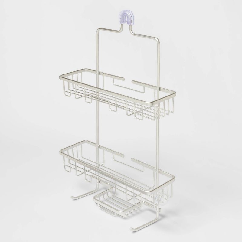 slide 3 of 3, Wide Rustproof Shower Caddy with Lock Top Aluminum - Threshold™, 1 ct