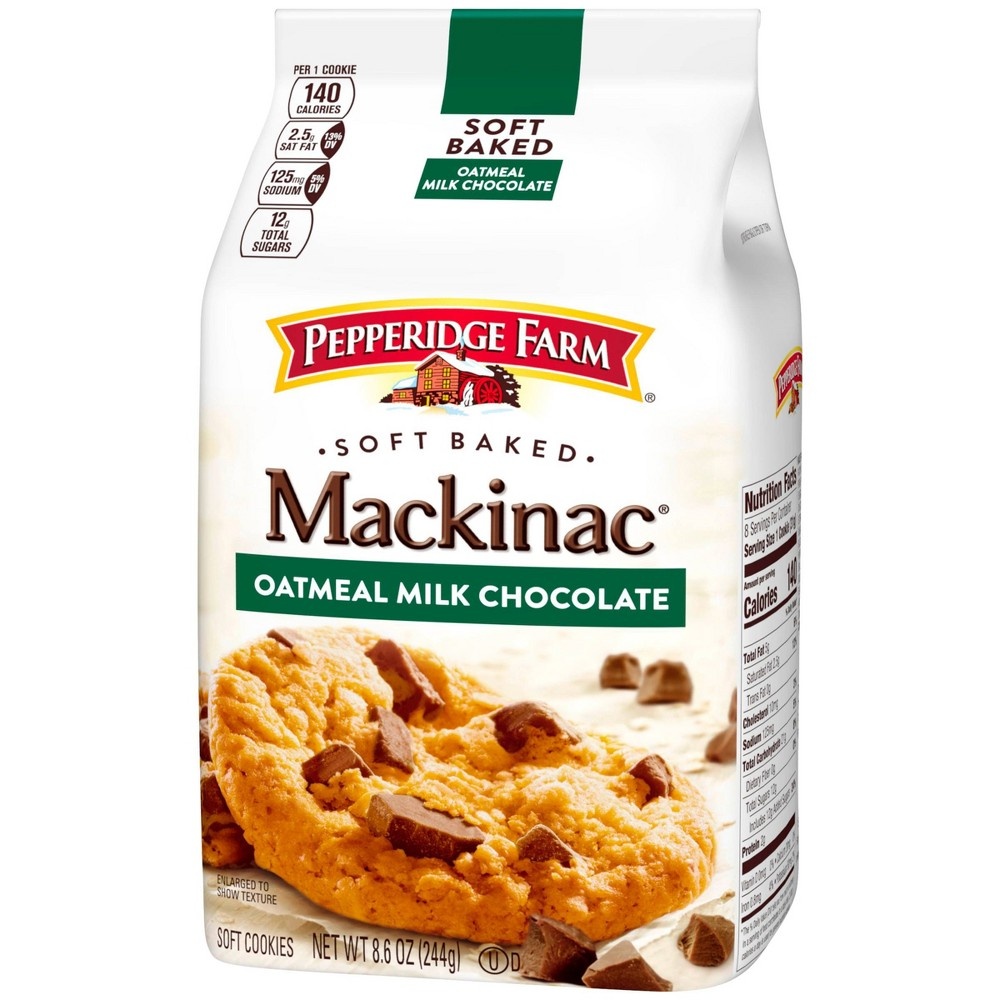 slide 3 of 7, Pepperidge Farm Mackinac Soft Baked Oatmeal Milk Chocolate Cookies, 8.6 oz