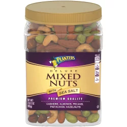 Planters Deluxe Mixed Nuts with Cashews, Almonds, Pecans, Pistachios, Hazelnuts & Sea Salt