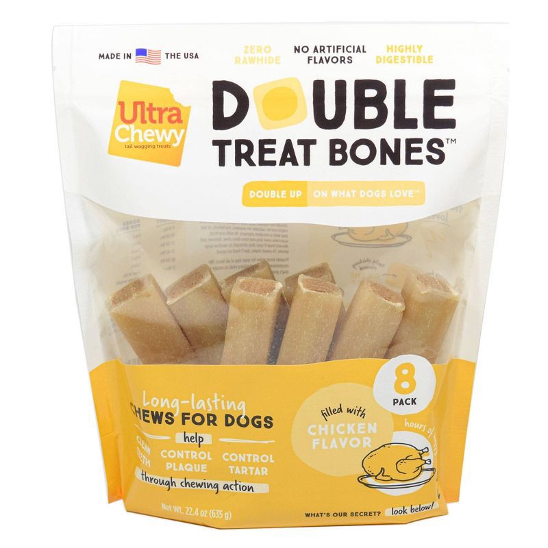 slide 1 of 5, Ultra Chewy Double Bones Chicken Flavor Dry Dental Dog Treats Value Pack - 22.4oz, 22.4 oz