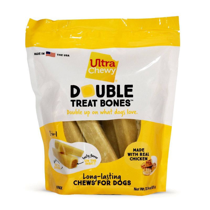 slide 1 of 5, Ultra Chewy Double Bones Chicken Flavor Dry Dental Dog Treats Value Pack - 22.4oz, 22.4 oz