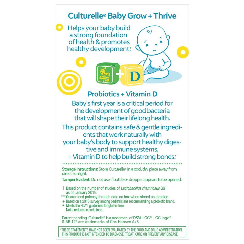 slide 4 of 5, Culturelle Baby Grow + Thrive Probiotics + Vitamin D Drops for Babies and Infants, with Vitamin D - 0.30 fl oz, 0.3 fl oz