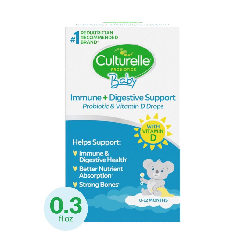 slide 1 of 8, Culturelle Baby Immune + Digestive Support Probiotic Drops for Infants & Newborns - 0.3 fl oz, 0.3 fl oz