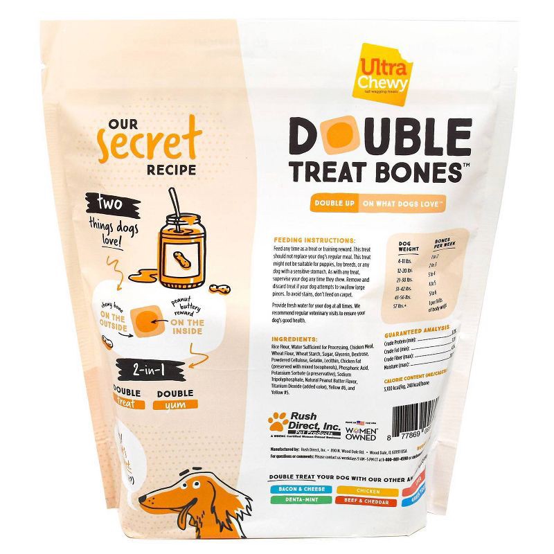slide 3 of 5, Ultra Chewy Double Bones Peanut Butter Flavor Dry Dental Dog Treats Value Pack - 22.4oz, 22.4 oz