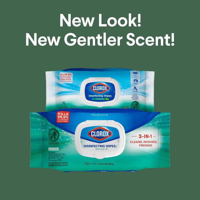 slide 3 of 17, Clorox Fresh Scent Disinfecting Wipes - 75ct, 75 ct