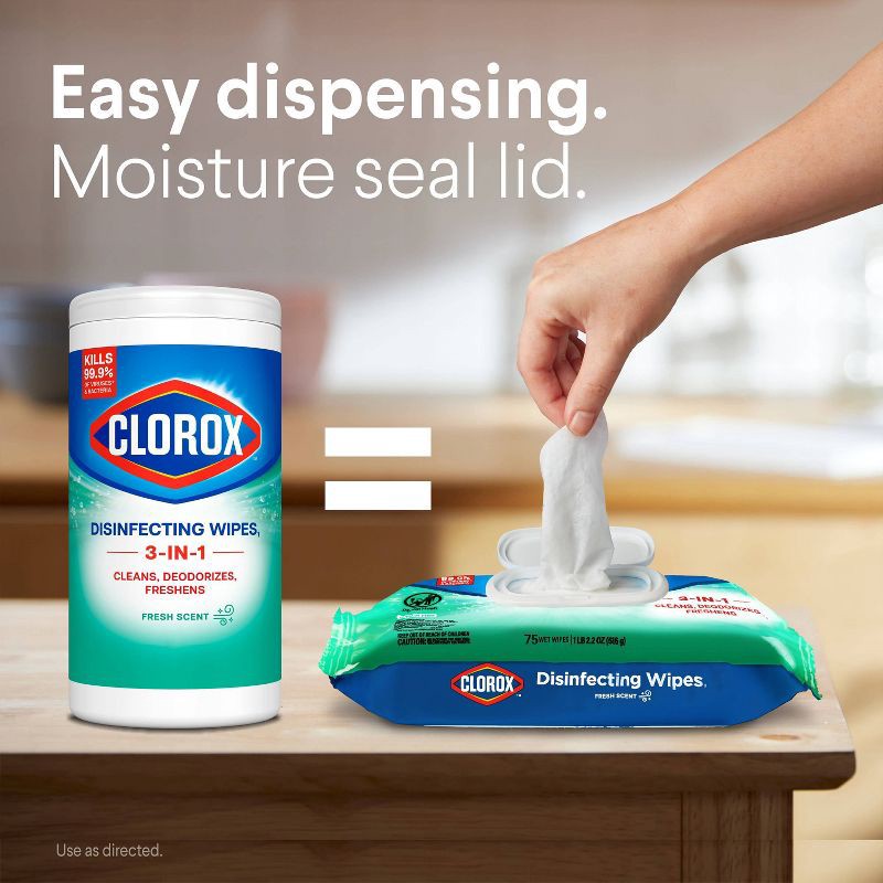 slide 5 of 16, Clorox Fresh Scent Disinfecting Wipes - 75ct, 75 ct