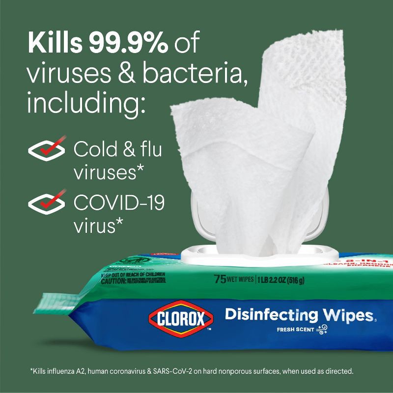 slide 8 of 17, Clorox Fresh Scent Disinfecting Wipes - 75ct, 75 ct
