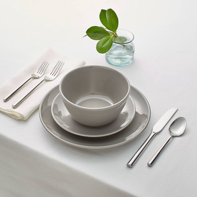 slide 2 of 5, 12pc Stoneware Avesta Dinnerware Set Gray - Threshold™, 12 ct