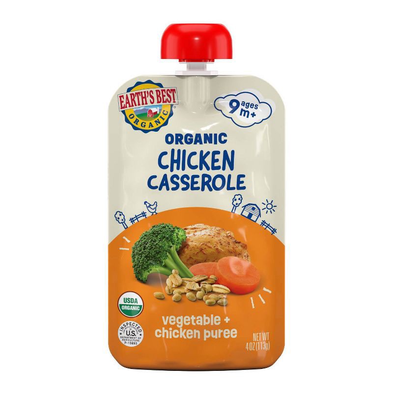 slide 1 of 3, Earth's Best Organic Chicken Casserole with Vegetables and Rice Baby Food Pouch - 4oz, 4 oz