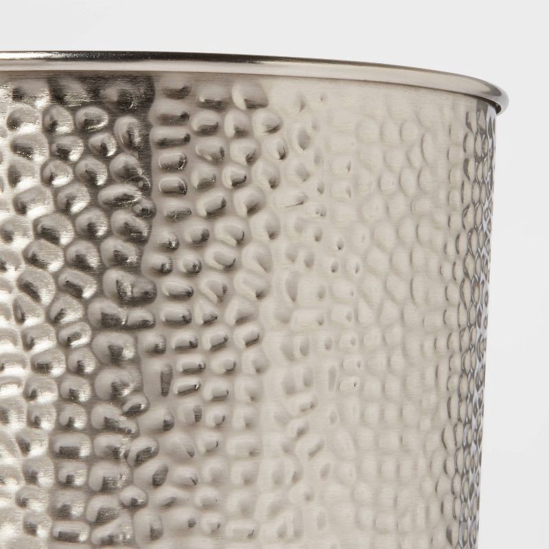 slide 4 of 4, Bathroom Wastebasket Silver - Threshold™: Iron Material, 10" Height, 246 Volume, Abstract Pattern, 1 ct