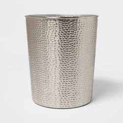 Bathroom Wastebasket Silver - Threshold™: Iron Material, 10" Height, 246 Volume, Abstract Pattern