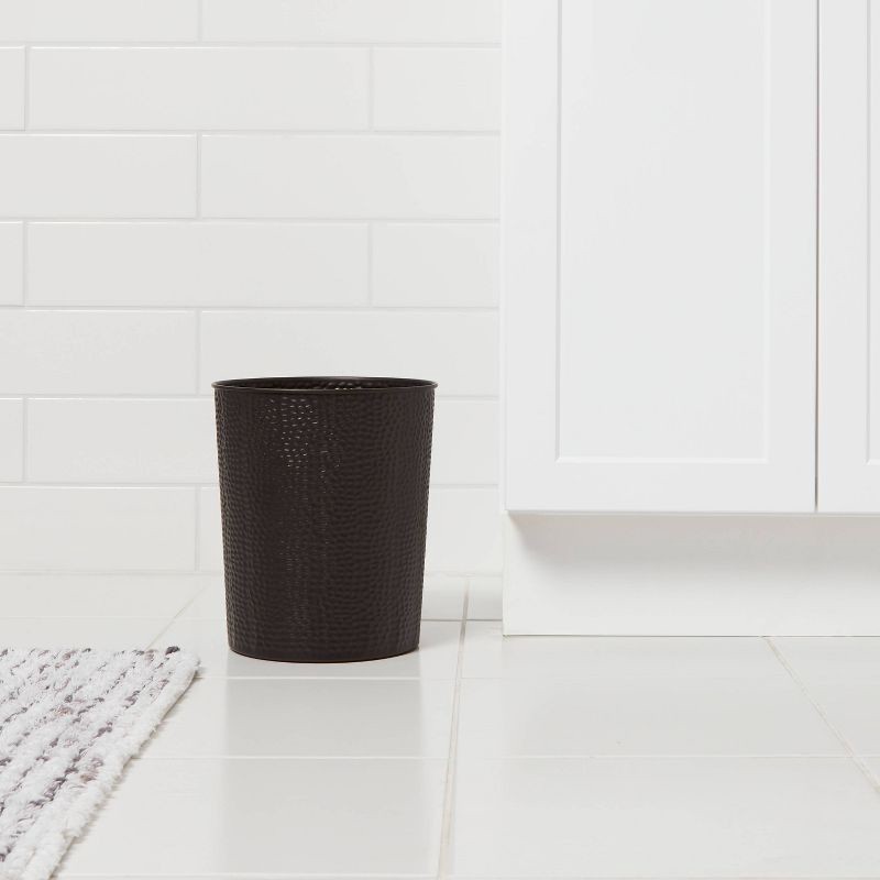 slide 2 of 4, Bathroom Wastebasket Dark Bronze - Threshold™: Iron Material, Traditional Decor, 272 Volume, Abstract Pattern, 1 ct