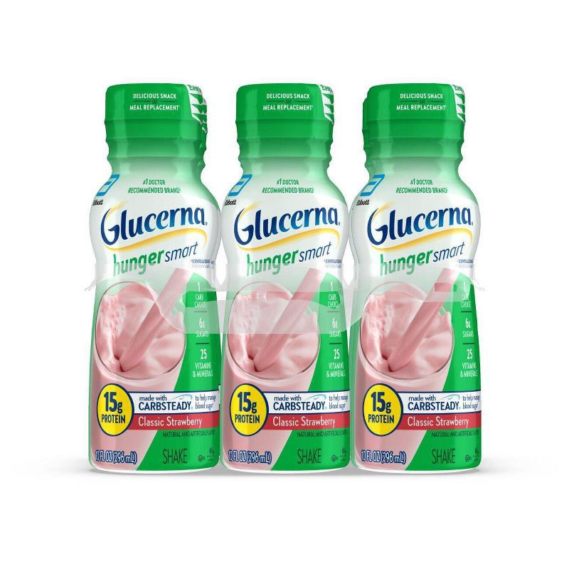 slide 1 of 9, Glucerna Hunger Smart Nutrition Shake - Classic Strawberry - 6ct/60 fl oz, 6 ct, 60 fl oz