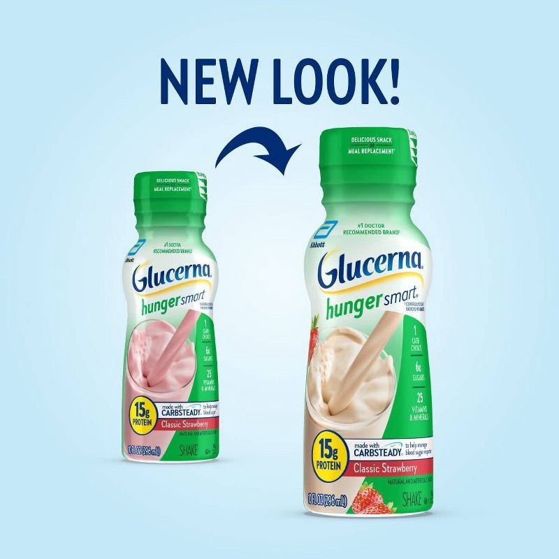 slide 3 of 12, Glucerna Hunger Smart Nutrition Shake Classic Strawberry Non-Caffeinated - 6ct/60 fl oz, 6 ct, 60 fl oz