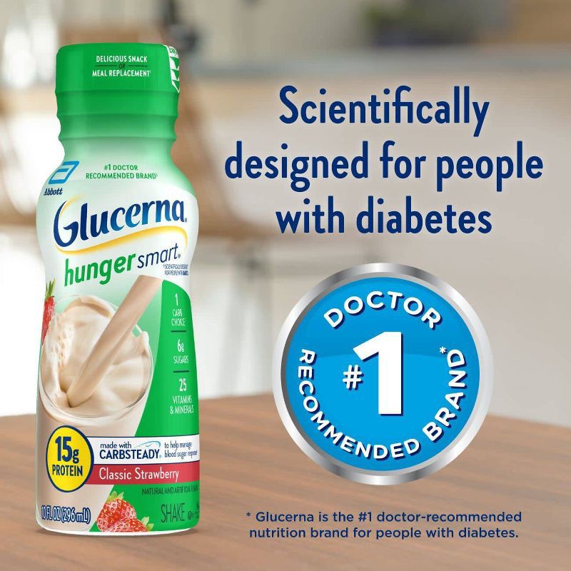 slide 5 of 12, Glucerna Hunger Smart Nutrition Shake Classic Strawberry Non-Caffeinated - 6ct/60 fl oz, 6 ct, 60 fl oz