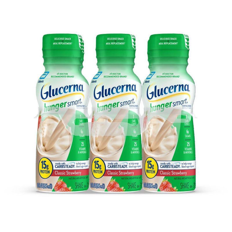 slide 1 of 11, Glucerna Hunger Smart Nutrition Shake Classic Strawberry Non-Caffeinated - 6ct/60 fl oz, 6 ct, 60 fl oz