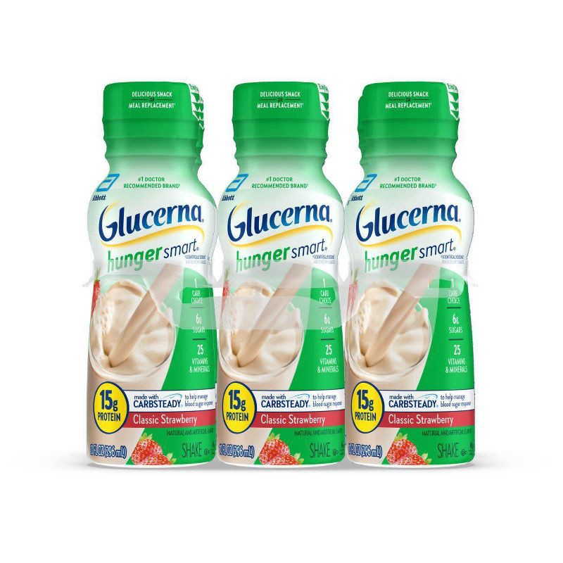 slide 1 of 12, Glucerna Hunger Smart Nutrition Shake Classic Strawberry Non-Caffeinated - 6ct/60 fl oz, 6 ct, 60 fl oz
