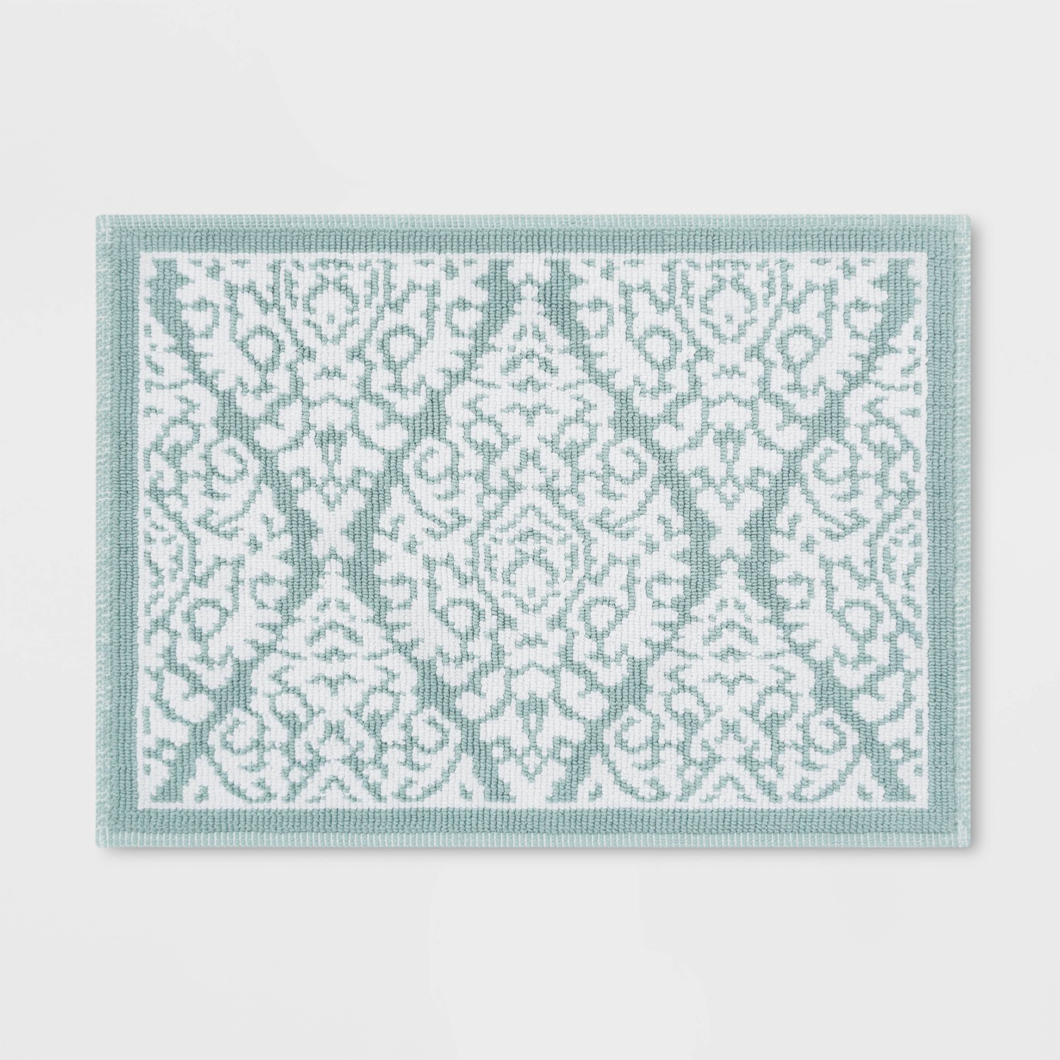 slide 1 of 1, 21"x30" Accent Bath Mat Aqua Ogee - Threshold, 1 ct