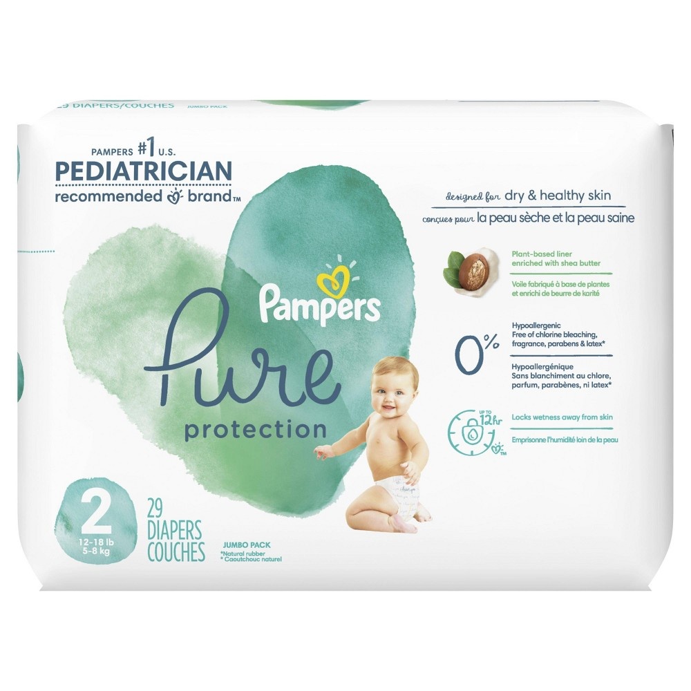 slide 7 of 10, Pampers Pure Protection Diapers Jumbo Pack - Size, 2 x 29 ct