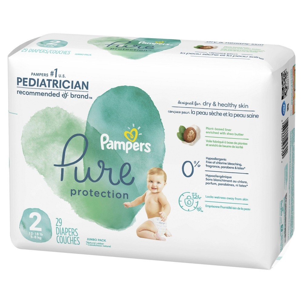 slide 8 of 10, Pampers Pure Protection Diapers Jumbo Pack - Size, 2 x 29 ct