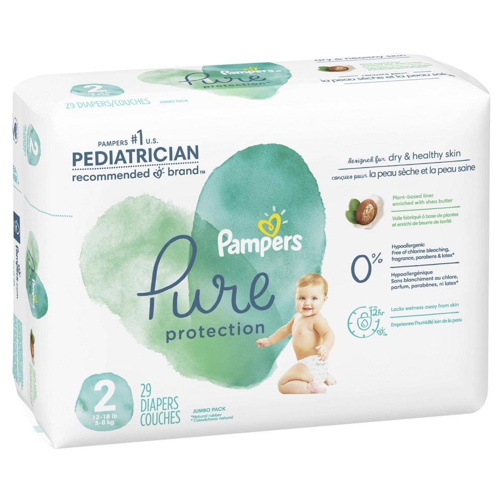 slide 10 of 10, Pampers Pure Protection Diapers Jumbo Pack - Size, 2 x 29 ct