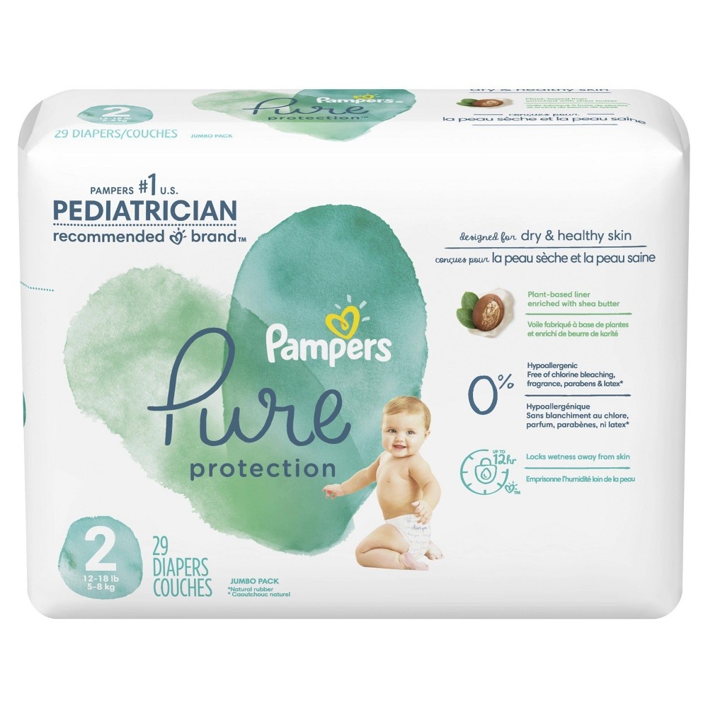 slide 10 of 10, Pampers Pure Protection Diapers Jumbo Pack - Size, 2 x 29 ct