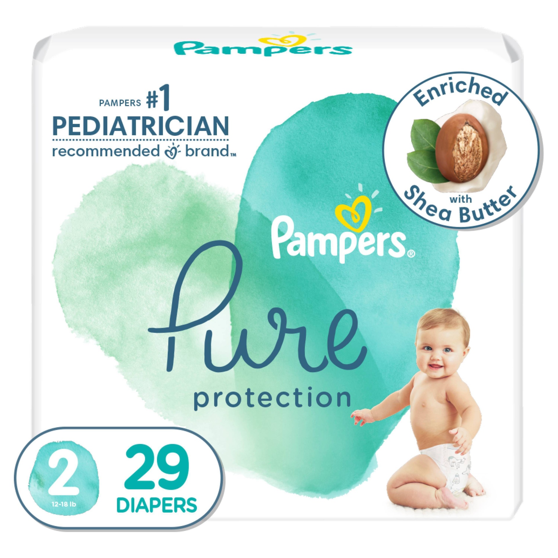 slide 1 of 10, Pampers Pure Protection Diapers Jumbo Pack - Size, 2 x 29 ct