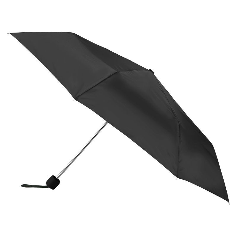 slide 1 of 3, Totes Super Mini Manual ECO Compact Umbrella - Black, 1 ct