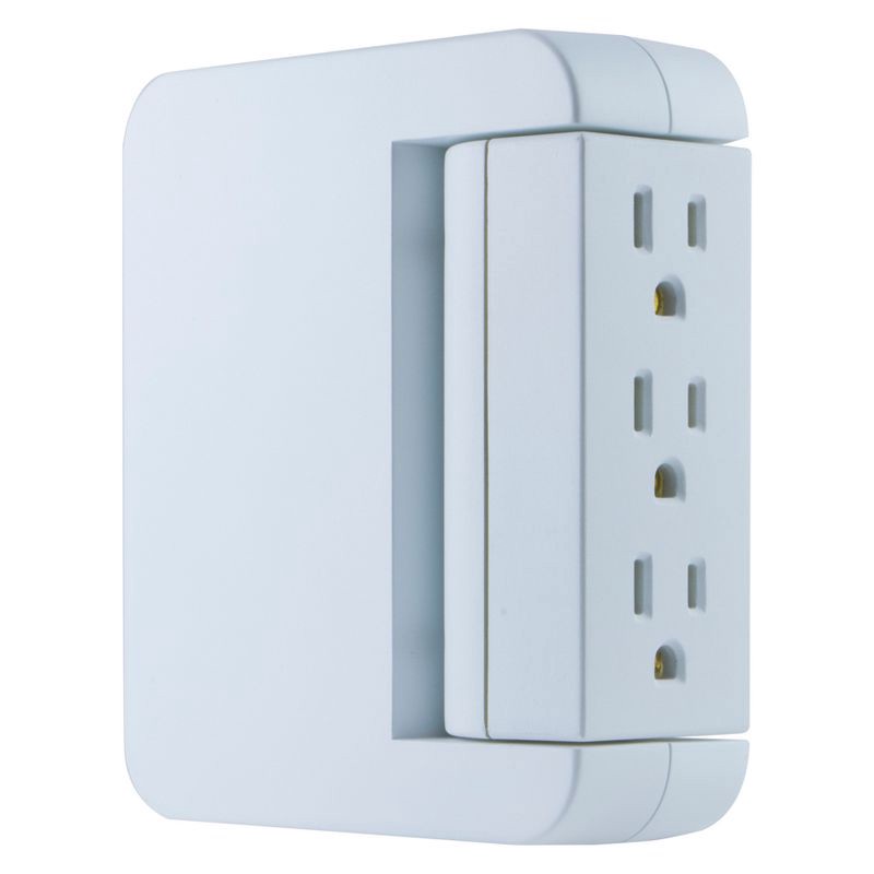 slide 5 of 8, General Electric GE Pro 5 Outlet Sur Protector Wall Tap with Swivel Access White, 1 ct
