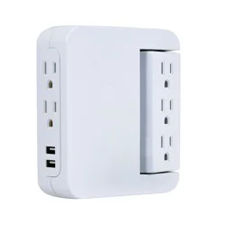 General Electric GE Pro 5 Outlet Sur Protector Wall Tap with Swivel Access White
